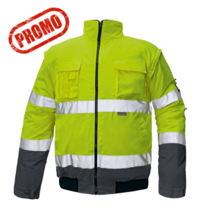 Geaca de Iarna Reflectorizanta CLOVELLY PILOT 2in1, maneci detasabile, GALBEN-NAVY